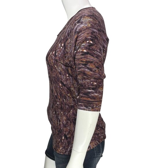NEW Calvin Klein Dolman Sleeve Textured Knit Top Brown Purple Fall Boho Casual M - Picture 5 of 12
